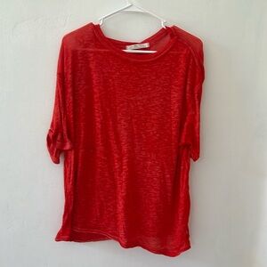 Free People Red Short Sleeve Tee